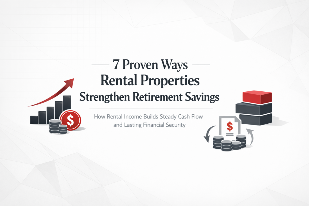 Illustration showing how rental properties generate passive income and strengthen retirement savings through steady cash flow