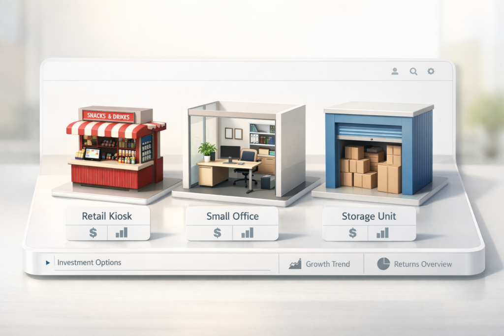 Illustration depicting various types of affordable co-investment options in commercial real estate.