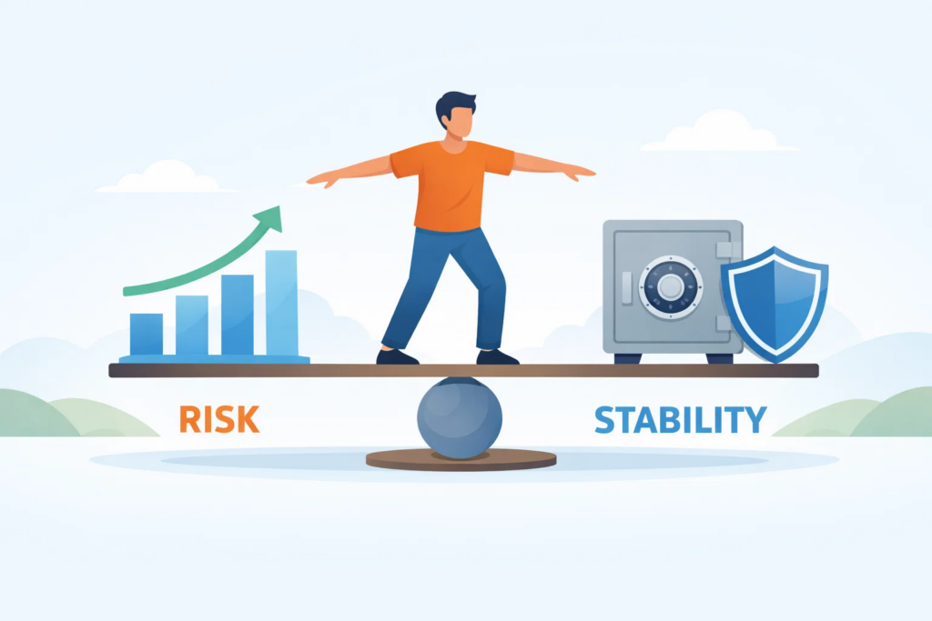 Investor balancing his retirement portfolio.