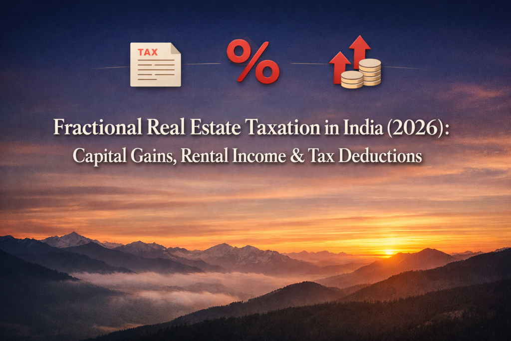 Fractional real estate taxation in India showing capital gains, rental income, and tax deductions for investors in 2026
