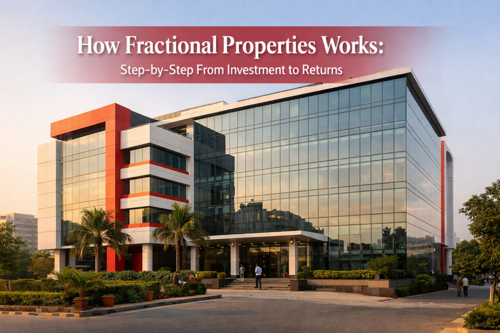 Modern commercial office building in India representing fractional real estate investment and ownership structure
