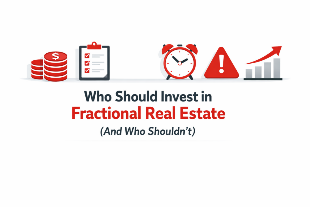 icons and tags showing who should invest in Fractional real estate.