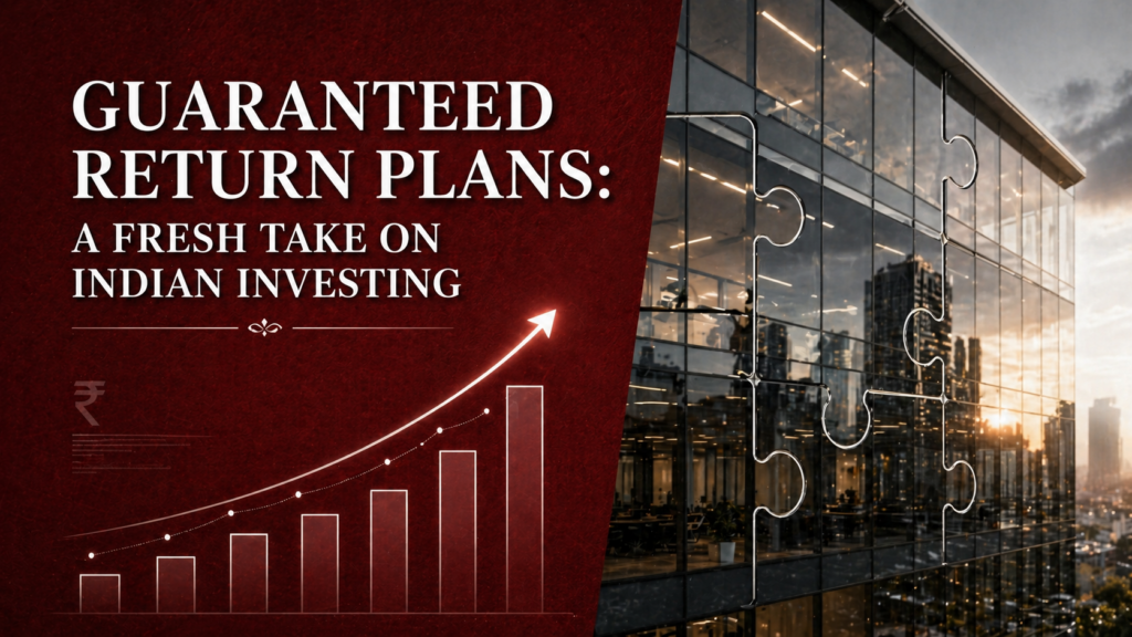 An infographic illustrating a guaranteed return investment plan through fractional real estate ownership in Indian commercial property.