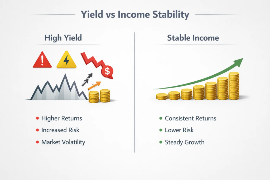 Illustrating a comparison between High Yield and Stable income in REITs