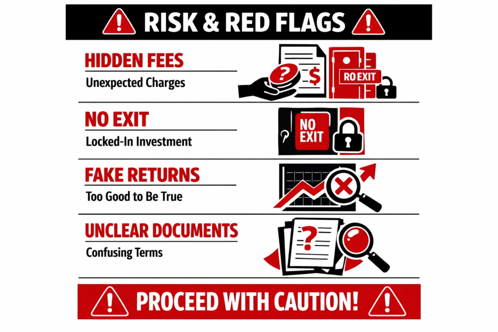 Understanding risks in fractional ownership like hidden fees, difficult exits, and unclear documents.