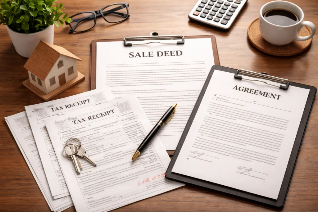 documents showing legal documents required while selling your property online.