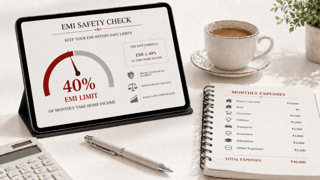 Managing monthly salary and EMI limits to maintain a good investment plan for real estate without financial stress.