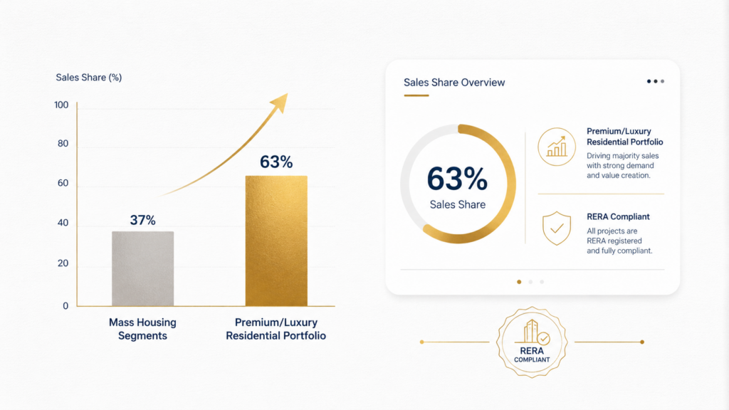 Infographic displaying the performance and market share growth of premium housing assets over traditional real estate.